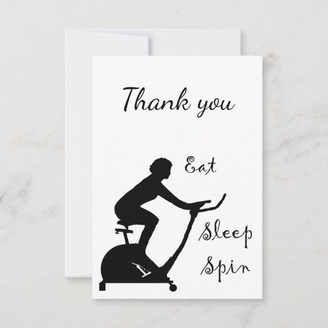 Tarjeta De Agradecimiento Gracias Comer Ciclismo en Clase Sleep Spin (Anverso)