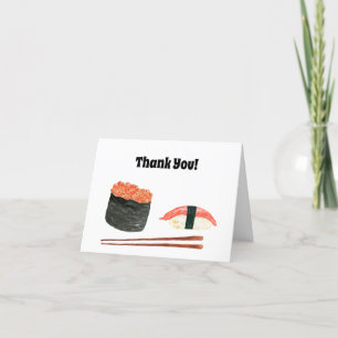Tarjeta De Agradecimiento Gracias! Comida de sushi de color acuático