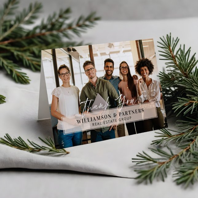 Tarjeta De Agradecimiento Gracias Compañía Profesional Foto Pink Plaque (Thank You Professional Company Photo Pink Plaque)