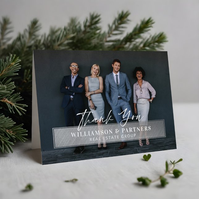 Tarjeta De Agradecimiento Gracias Compañía Profesional Foto Plata Plaque (Thank You Professional Company Photo Silver Plaque)