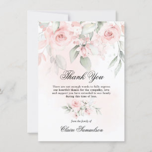 Tarjeta De Agradecimiento Gracias Compasión Funeral Floral Rosa   FOTO