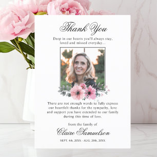 Tarjeta De Agradecimiento Gracias Compasión Funeral Floral Rosa   FOTO