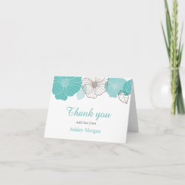 Tarjeta De Agradecimiento Gracias con Amor Elegante Chic Floral Verde Menta