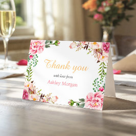 Tarjeta De Agradecimiento Gracias con amor Moda romántica envuelta floral