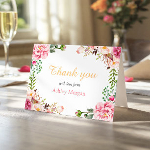 Tarjeta De Agradecimiento Gracias con amor Moda romántica envuelta floral