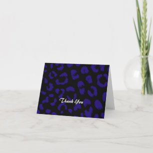 Tarjeta De Agradecimiento Gracias con patrón de leopardo púrpura y negro