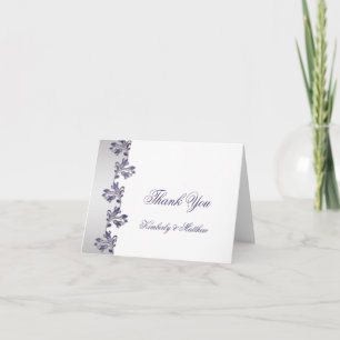 Tarjeta De Agradecimiento Gracias con remolinos florales ornamentados de púr