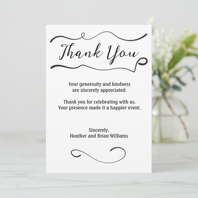 Tarjeta De Agradecimiento Gracias con Swirl with Picture (Anverso de pie)