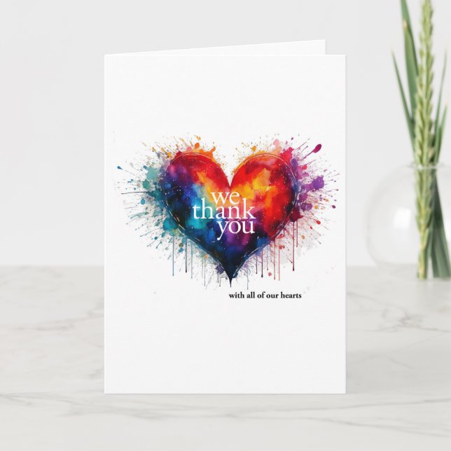 Tarjeta De Agradecimiento Gracias Con Todo Nuestro Corazón (Anverso)