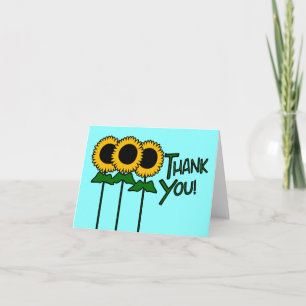 Tarjeta De Agradecimiento Gracias con tres girasoles resumidos