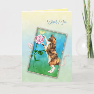 Tarjeta De Agradecimiento Gracias con un gato juguetón