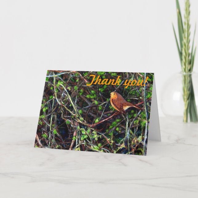 Tarjeta De Agradecimiento Gracias con un Robin (Anverso)