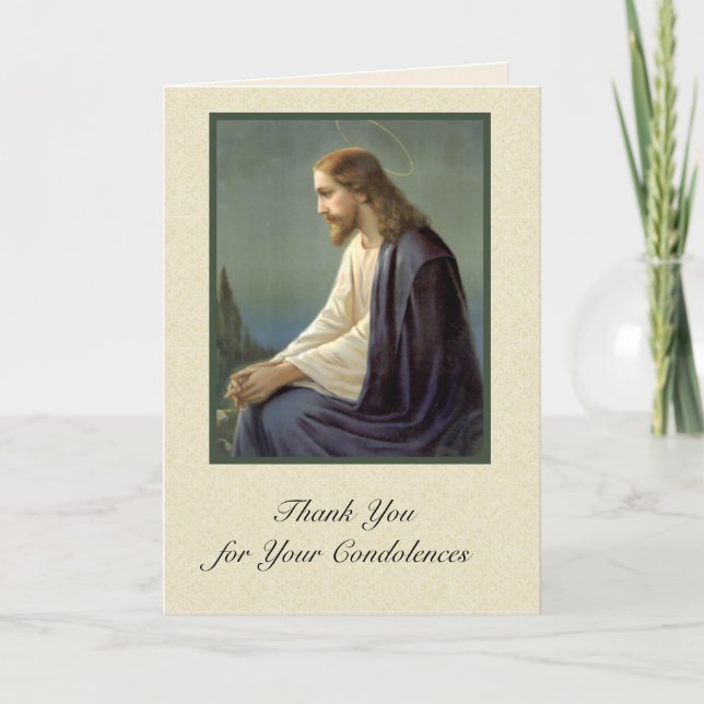 Tarjeta De Agradecimiento Gracias Condolencia Solidaridad Doloroso Jesús (Anverso)