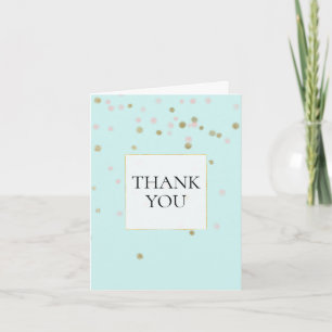 Tarjeta De Agradecimiento Gracias Confeti Rosa Dorado Menta