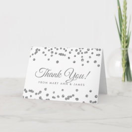 Tarjeta De Agradecimiento "Gracias" Confetti White, Purpurina de Faux de Pla