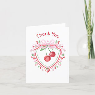 Tarjeta De Agradecimiento Gracias Coquette Cherry Bridal Shower