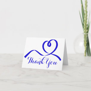Tarjeta De Agradecimiento Gracias Corazón Azul y Blanco Amor