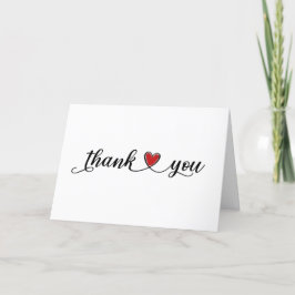 Tarjeta De Agradecimiento Gracias Corazón Rojo En Blanco