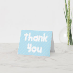 Tarjeta De Agradecimiento Gracias Corazones de Rayas Azules y Blancas