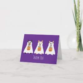 Tarjeta De Agradecimiento Gracias Corgi Ghost Dogs Halloween