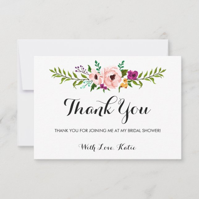 Tarjeta De Agradecimiento Gracias - corona de la flor (Anverso)