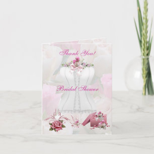 Tarjeta De Agradecimiento Gracias corsé rosado blanco floral de la ducha