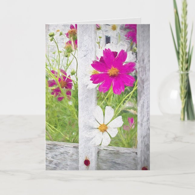 Tarjeta De Agradecimiento Gracias Cosmos Flower Garden (Anverso)