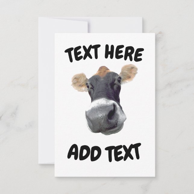 Tarjeta De Agradecimiento Gracias, Cow Face (Anverso)