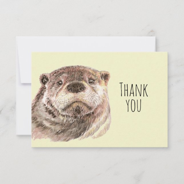 Tarjeta De Agradecimiento Gracias Cuaderno acuarela Otter Animal Art Nature (Anverso)