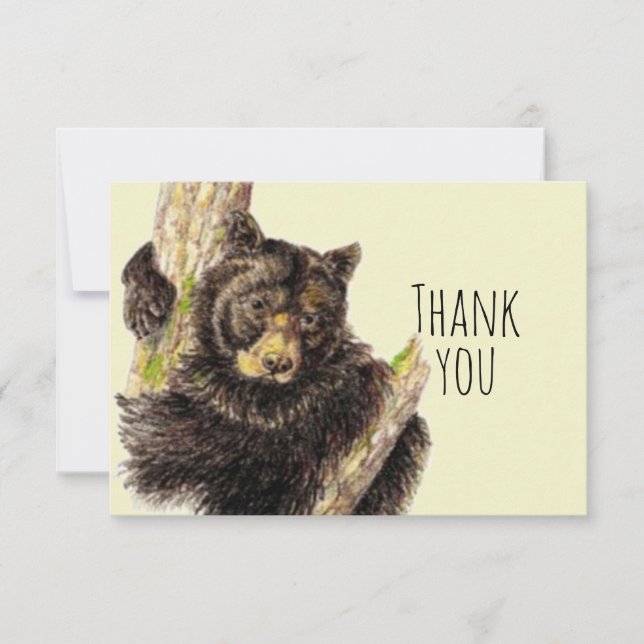 Tarjeta De Agradecimiento Gracias, Cuadrillo, Oso, Abraza Arte Animal (Anverso)