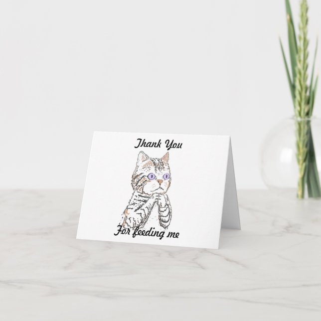 Tarjeta De Agradecimiento Gracias - cuidando de gato (Anverso)