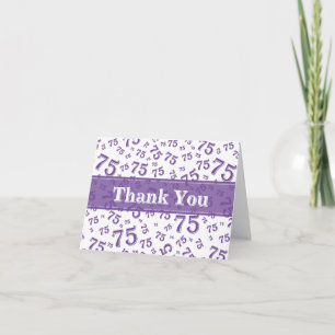 Tarjeta De Agradecimiento Gracias Cumpleaños 70 Patrón de Número Morado/Blan