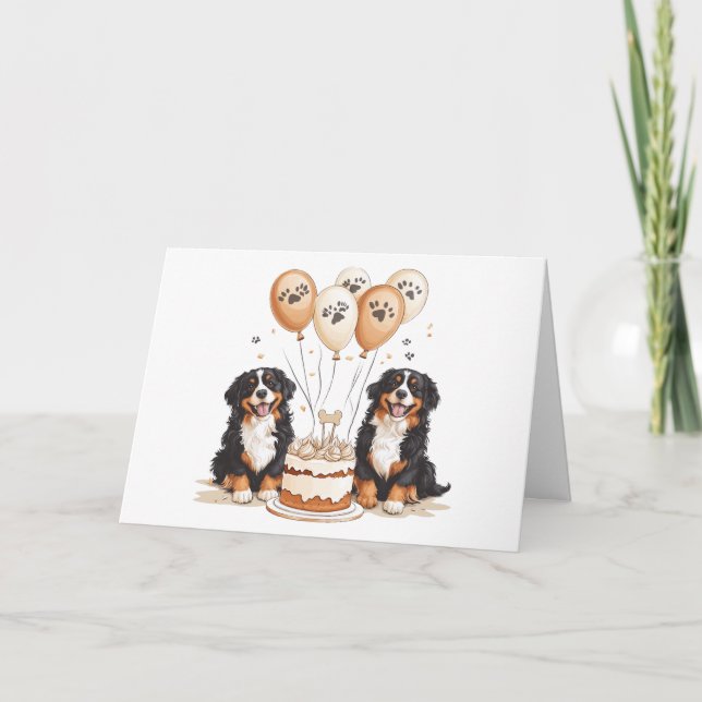 Tarjeta De Agradecimiento Gracias cumpleaños Bernese Mountain Dogs (Anverso)