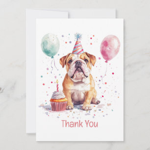 Tarjeta De Agradecimiento Gracias Cumpleaños Bulldog Inglés