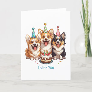 Tarjeta De Agradecimiento Gracias Cumpleaños Corgi Dogs