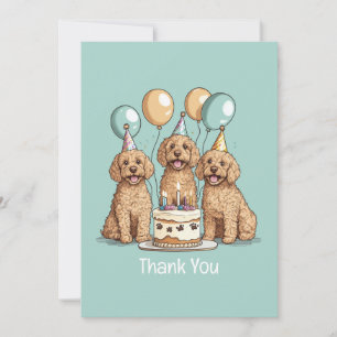 Tarjeta De Agradecimiento Gracias Cumpleaños Goldendoodle Dogs