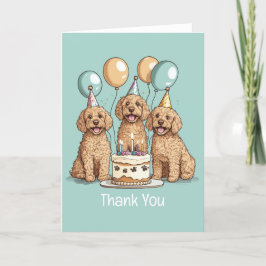 Tarjeta De Agradecimiento Gracias Cumpleaños Goldendoodle Dogs