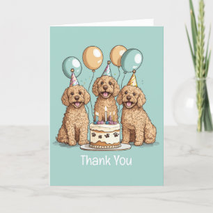 Tarjeta De Agradecimiento Gracias Cumpleaños Goldendoodle Dogs