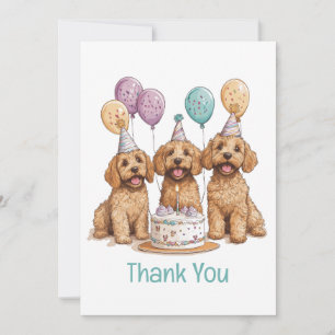 Tarjeta De Agradecimiento Gracias cumpleaños Goldendoodle Dogs Pastel de cum