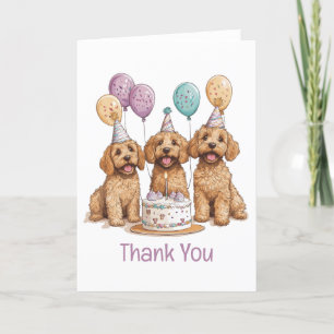 Tarjeta De Agradecimiento Gracias cumpleaños Goldendoodle Dogs Pastel de cum