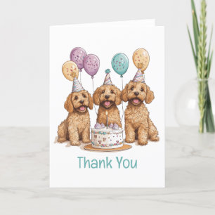 Tarjeta De Agradecimiento Gracias cumpleaños Goldendoodle Dogs Pastel de cum
