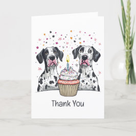 Tarjeta De Agradecimiento Gracias cumpleaños Gran tarta de perros daneses