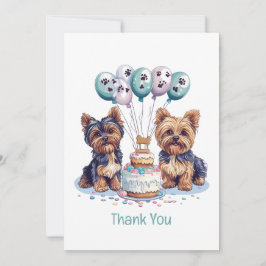 Tarjeta De Agradecimiento Gracias Cumpleaños Perro Yorkie