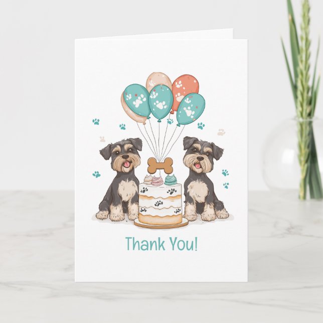 Tarjeta De Agradecimiento Gracias cumpleaños Schnauzer Dogs (Anverso)