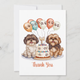 Tarjeta De Agradecimiento Gracias cumpleaños Shih Tzu Dogs Pastel de cumplea
