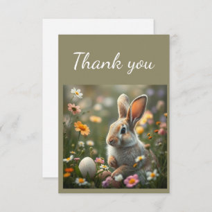 Tarjeta De Agradecimiento Gracias Cunte Rabbit Easter Eggers Flores