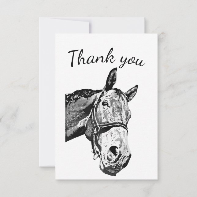 Tarjeta De Agradecimiento Gracias Curioso animal de granja de caballos (Anverso)