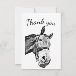 Tarjeta De Agradecimiento Gracias Curioso animal de granja de caballos