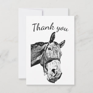 Tarjeta De Agradecimiento Gracias Curioso animal de granja de caballos