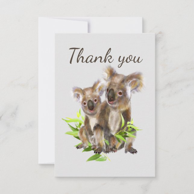 Tarjeta De Agradecimiento Gracias, Curioso, Koala Gales De Oso Animal (Anverso)